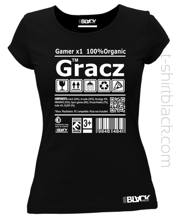 Gracz Gamer BLACKRGB - koszulka damska