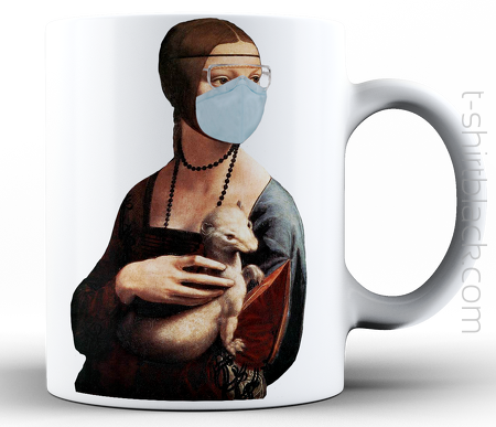 Dama z gronostajem w okresie pandemii koronawirusa -  kubek ceramiczny