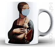 Dama z gronostajem w okresie pandemii koronawirusa -  kubek ceramiczny